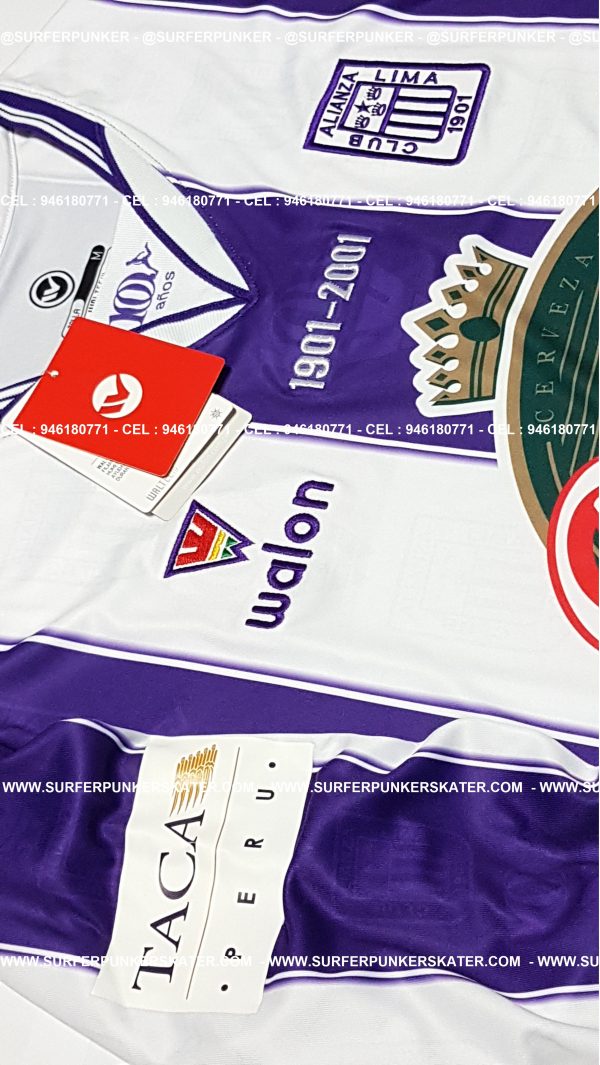 2001 - CAMISETA ALIANZA LIMA BLANQUIMORADA CENTENARIO 1901 - 2001 - Imagen 4