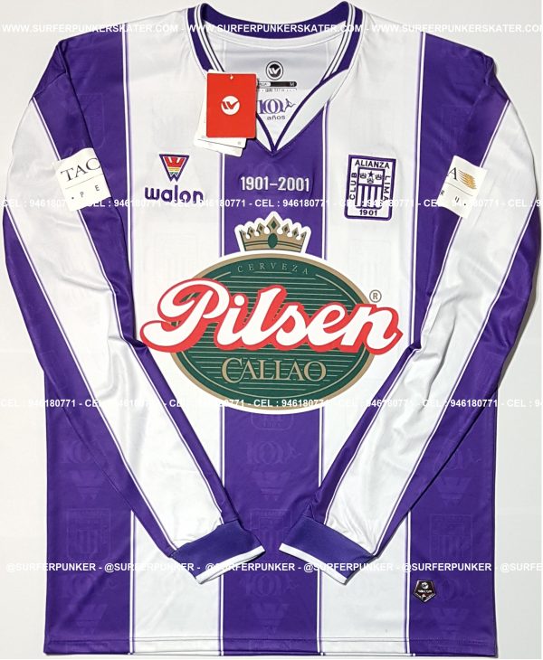 2001 - CAMISETA ALIANZA LIMA BLANQUIMORADA CENTENARIO 1901 - 2001